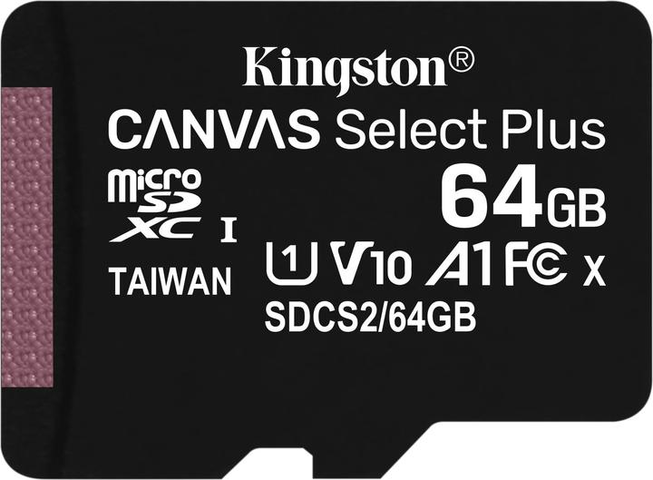 Productafbeelding Kingston Canvas Select Plus microSD 64GB Multi-Pack van 3 (64 GB, microSDXC, U1, UHS-I)