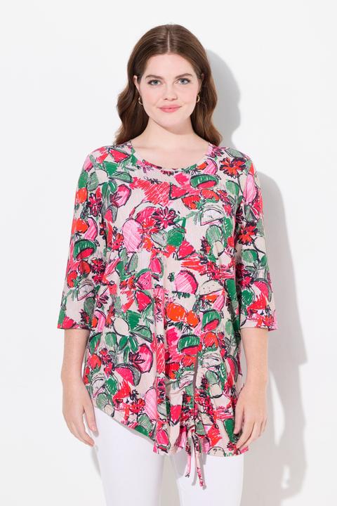Image du produit Ulla Popken Long T-Shirt, Bande À L'Ourlet, Encolure Ronde, Manches 3/4, Coton Bio (42, 44)