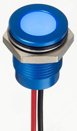 Produktbild RS PRO 14mm flush anodised LED wires,blue 24Vdc
