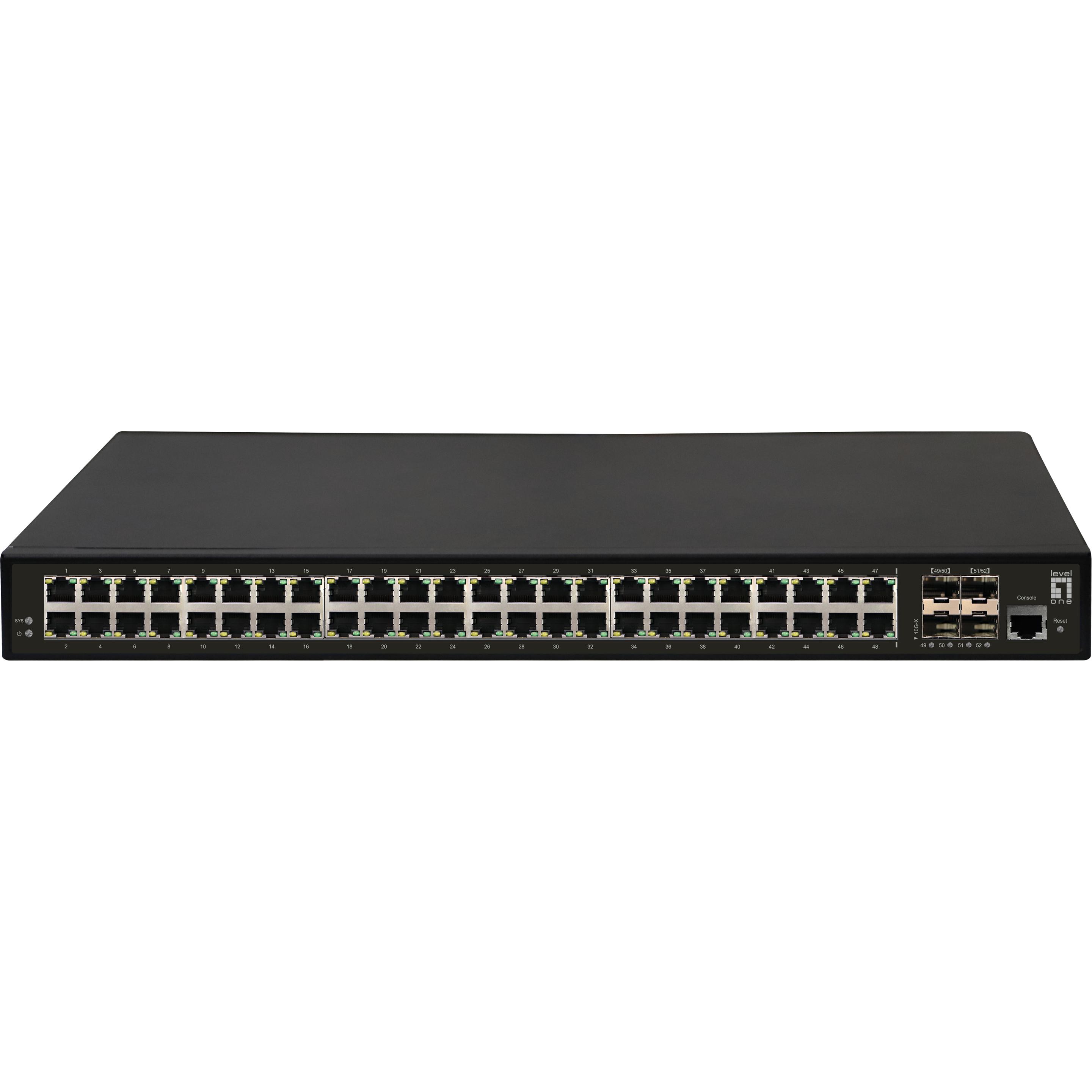 Thumbnail - LevelOne Switch 48x GE GTL-5291 4xGSFP (48 Ports), Netzwerk Switch, Schwarz