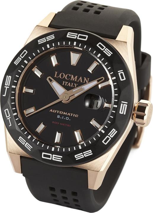 Produktbild Locman Italy Herrenuhr Stealth Automatik schwarz/rosé PVD Ref. 0215 (Analoguhr, 46 mm)