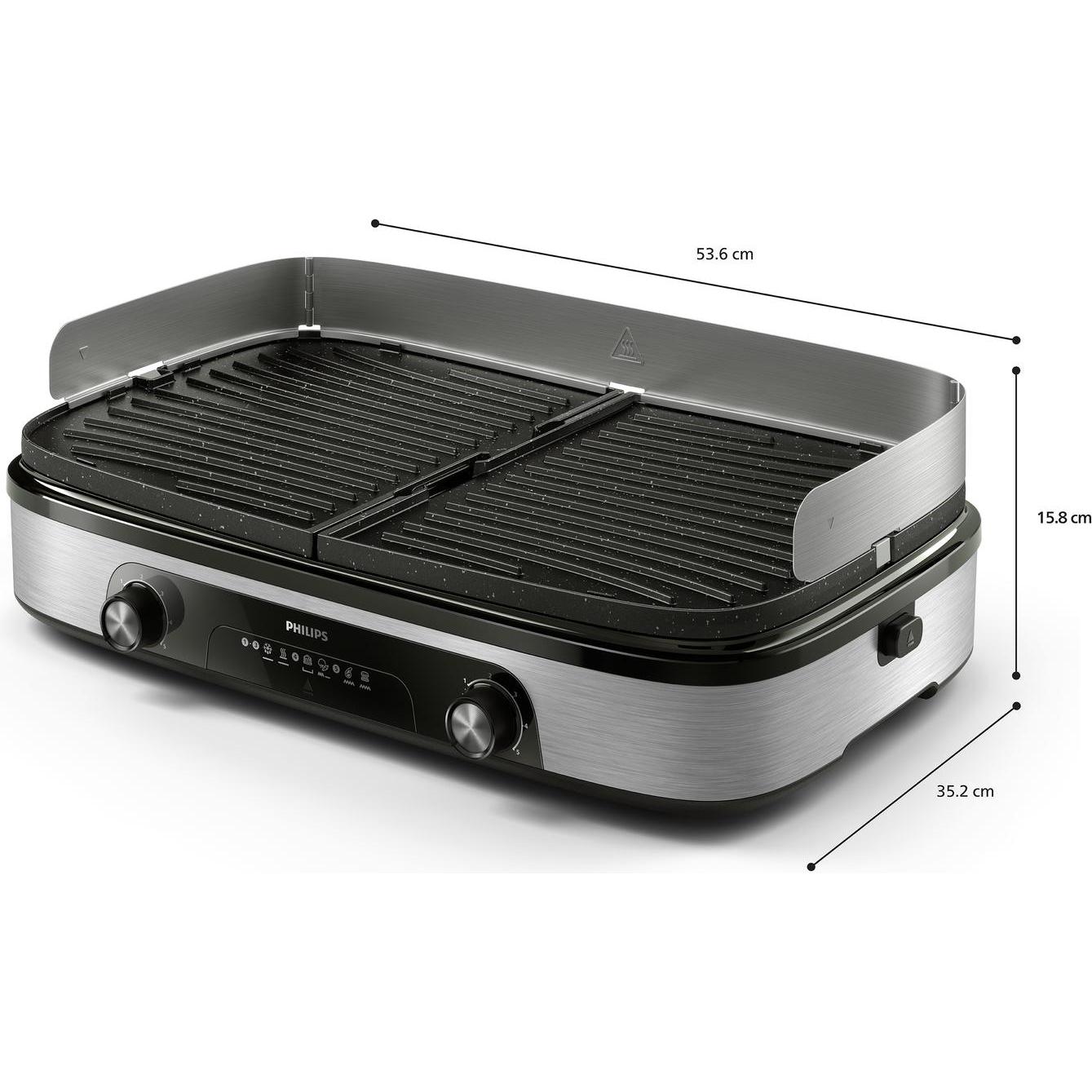 Philips Tischgrill, Griglia da tavolo, Argento, Nero