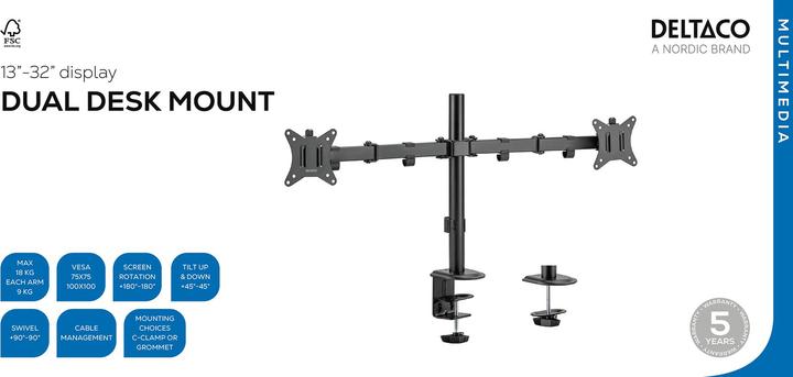 Produktbild Deltaco ARM-0300-B (Tisch, 32", 9 kg)