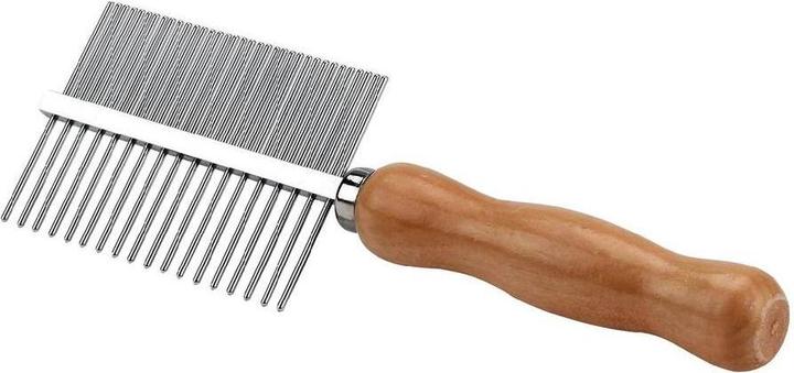 Kerbl Peigne à fourrure moyen + gros avec manche en bois (Chien)