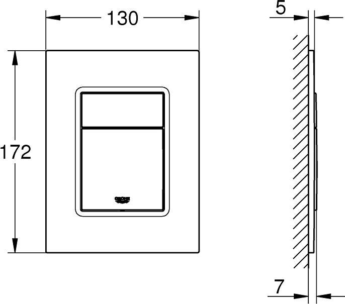 Actual product image Grohe WC push plate Skate Cosmopolitan S 2-flush/Start&Stopp (hard graphite)