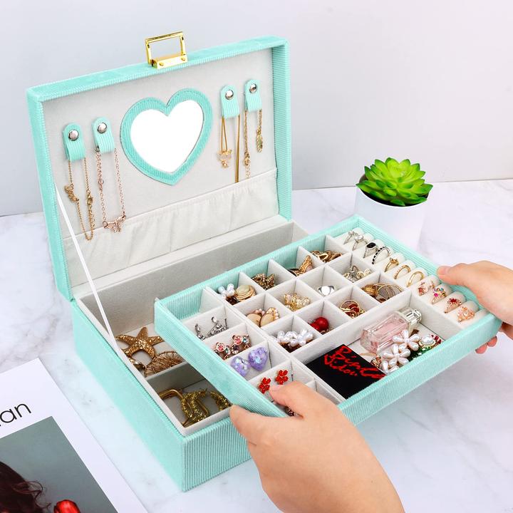 Produktbild Only-Bags.Store Schmuckkästchen, grosses Schmuckkästchen mit Spiegel für Samt-Schmuckkästchen