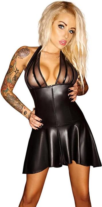 Produktbild Noir Handmade Wetlook-Kleid mit Powernet (S)