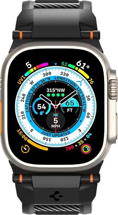 Actual product image Spigen Rugged Ultra Band Apple Watch 4/5/6/7/8/9/SE/Ultra/Ultra 2 42/44/45/49mm czarny/matte black A (42 mm, Thermoplastic polyurethane (TPU))