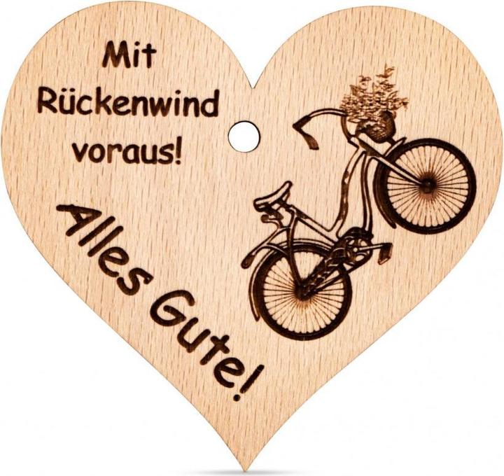 Immagine prodotto ZNatur Decorazione regalo con ciondolo in legno a forma di cuore con incisione Con il vento in poppa! No.84