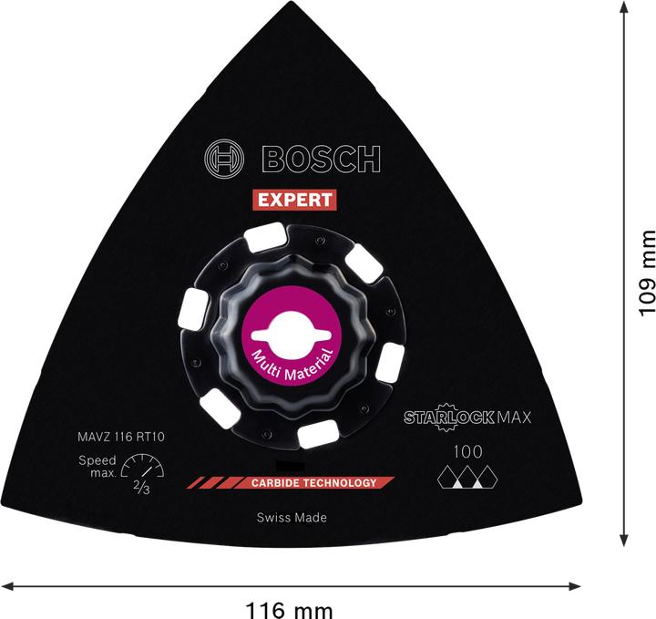 Actual product image Bosch Professional Zubehör EXPERT Sanding Plate MAVZ 116 RT10 Blade for multifunction tools, 116 mm (100)