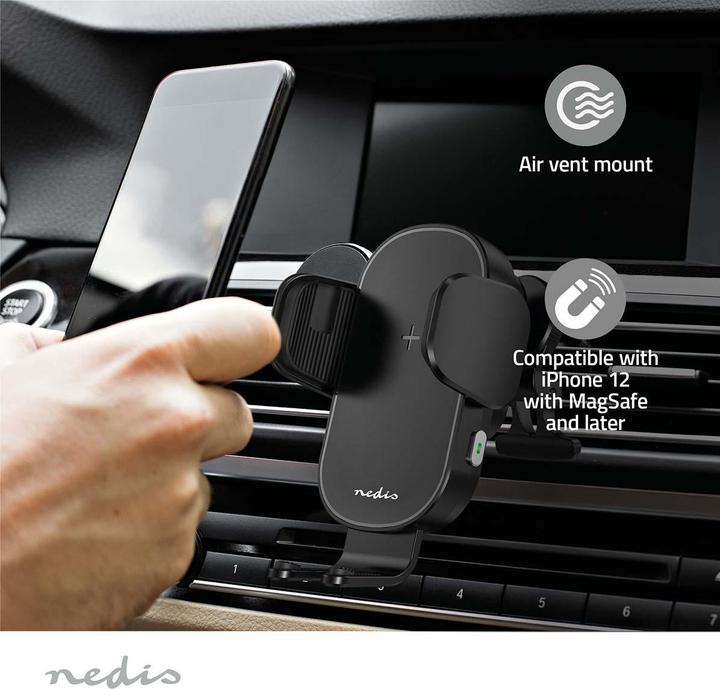 Produktbild Nedis Funk-Kfz-Ladegerät | Qi zertifiziert | 7.5 / 10 / 15 W | 1.5 / 1.67 / 2 A | 1.00 m | FOD / Übe