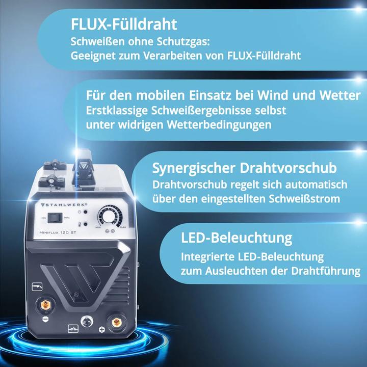 Actual product image Stahlwerk Welding machine Mini FLUX 120 ST with ARC | MMA function with 120 amps