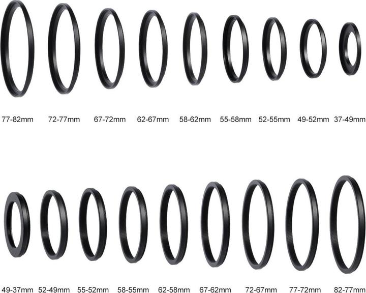 Produktbild K&F Concept 18pcs Filter Ring Adapter Set, Camera Lens Filter Metal Stepping Rings Kit (9pcs Step + 9pcs Step Do (Objektivfilter Adapter)