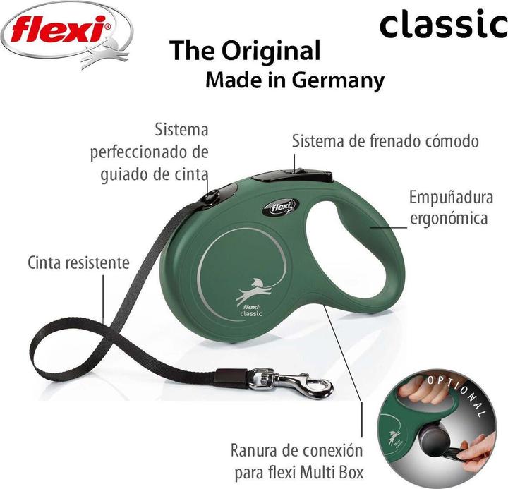 Produktbild Flexi New Classic bånd M, 5M, 25KG, olivengrøn (M, Hund)