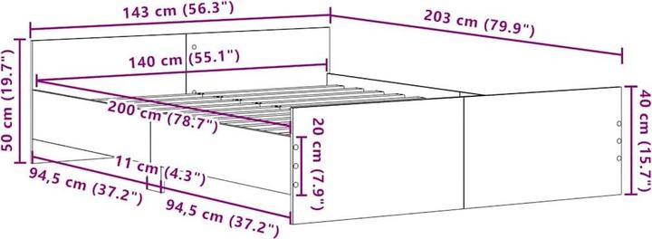 Image du produit vidaXL Bettgestell (140 x 200 cm)