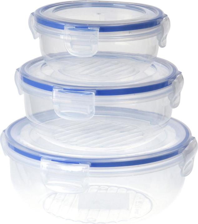 Excellent Houseware Food storage containers with clip-on lids, round, set of 3 (0.40 l)