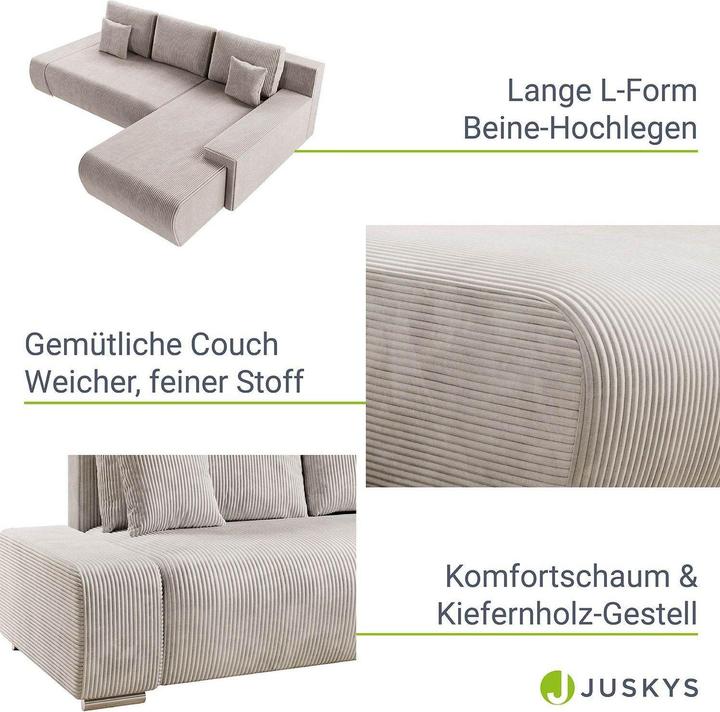 Produktbild Juskys Sofa Iseo Rechts mit Schlaffunktion (2-Sitzer)