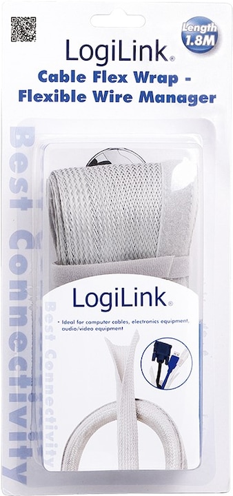 Produktbild LogiLink Kabelbündel-Gewebeschlauch, grau (Kabeldurchlass, 180 cm)