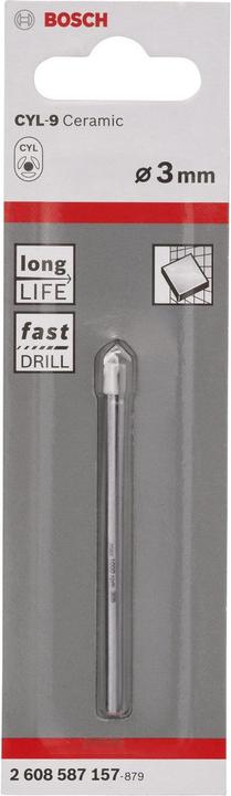 Produktbild Bosch Professional Zubehör Fliesenbohrer CYL-9 Ceramic, 3 x 70 mm (3 mm)