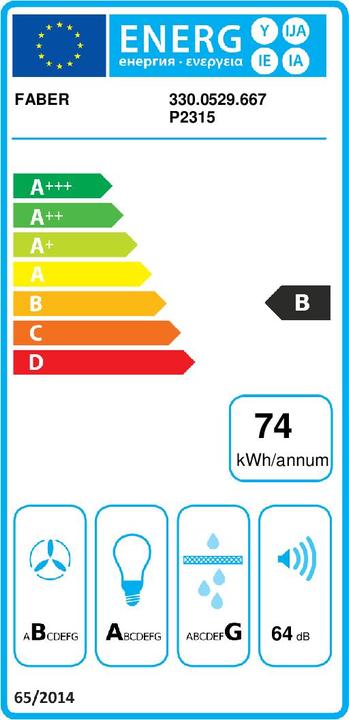 Energy Label Faber Tweet EV8 LED BK A55 (Wall hood)