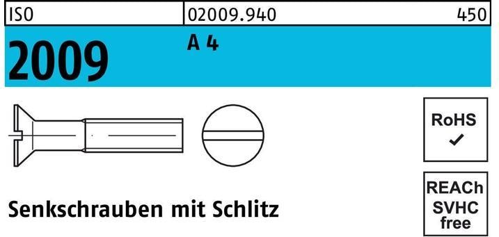 Produktbild Senkschraube ISO 2009 m.Schlitz M 4 x 10 A 4 (1000 Schrauben pro Stück)