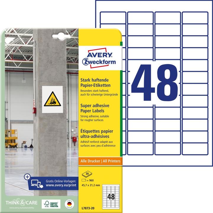 Produktbild Avery Stark widerstandsfähige Papieretiketten