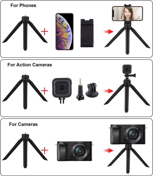 Image du produit Puluz Pocket Mini Plastic Tripod Mount with Phone Clamp for Smartphones (Black) (Matières plastiques)