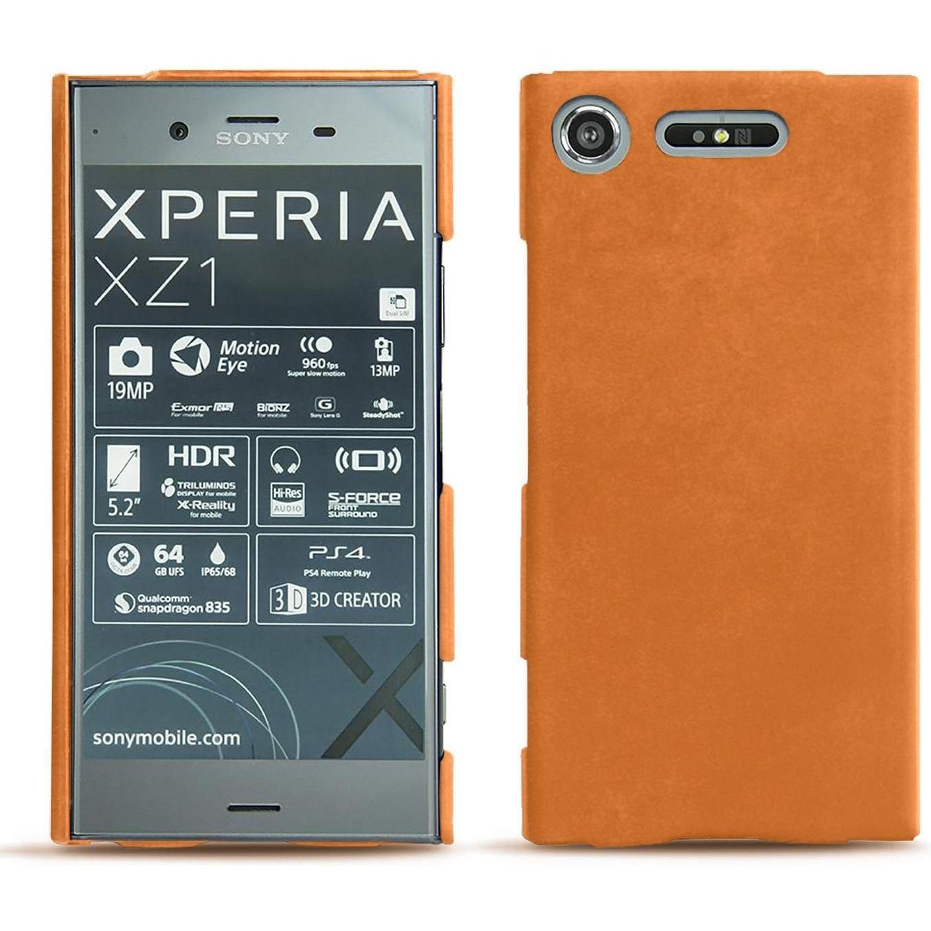 Thumbnail - Noreve Lederschutzhülle (Sony Xperia XZ1), Smartphone Hülle, Orange