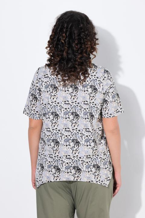 Produktbild Ulla Popken T-Shirt, Tiere, A-Linie, Zipfelsaum, V-Ausschnitt, Halbarm (42, 44)
