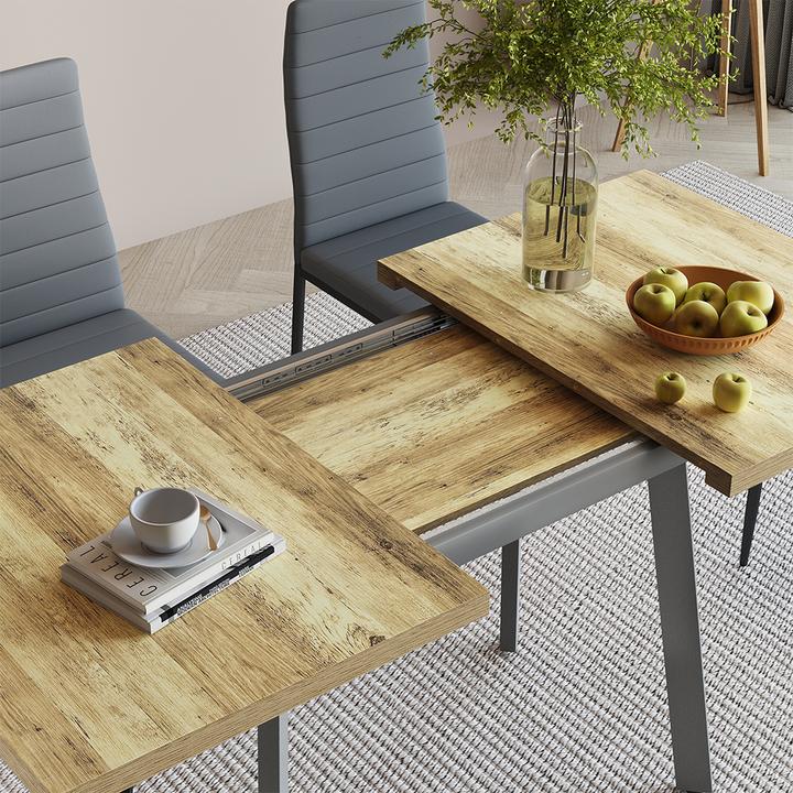 Actual product image Vicco Dining table Tisko, Rustic oak/grey, 160 x 80 cm with extendable table top (120 x 80 x 76 cm)