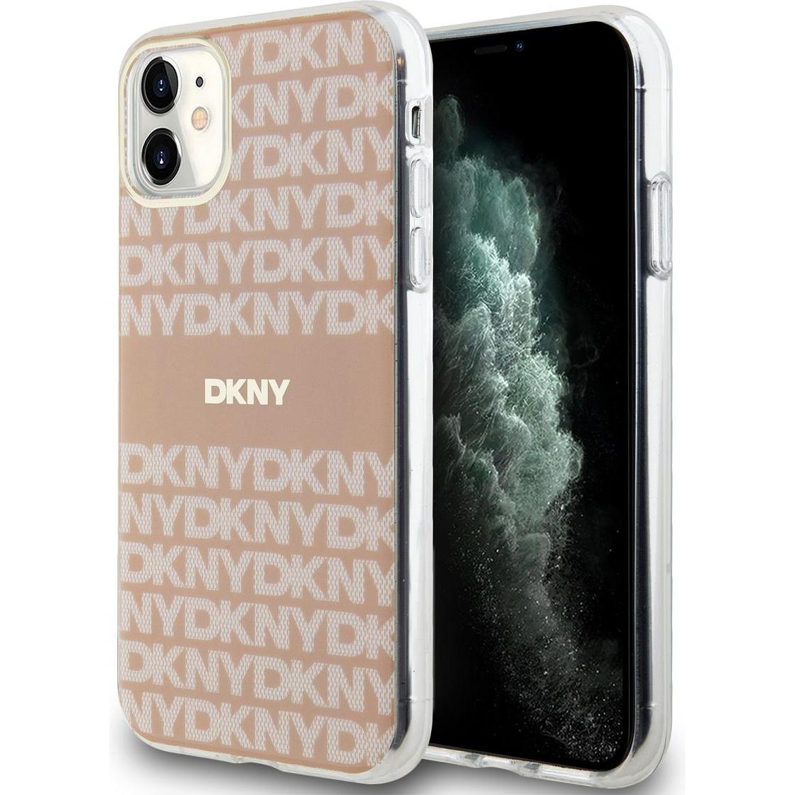DKNY DKHMN61HRHSEP iPhone 11 / Xr 6.1" różowy/pink hardcase IML Mono & Stripe MagSafe (Apple iPhone 11), Smartphone Hüll...