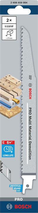 Actual product image Bosch Professional Zubehör PRO Multi Material Demolition S1110VF blade, 1.6 x 22 x 225 mm, 2 pcs.