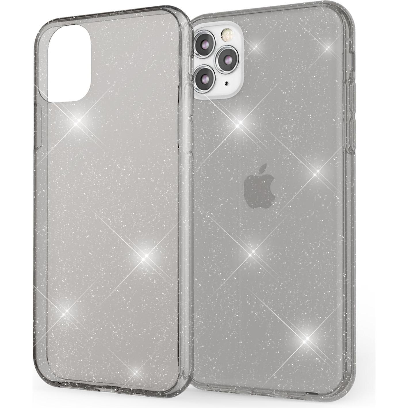 Nalia Klare Glitzer Silikon Hülle (Apple iPhone 11 Pro Max), Smartphone Hülle, Schwarz