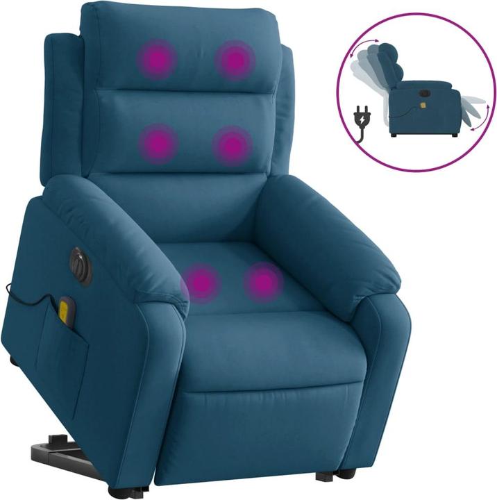 Image du produit vidaXL Fauteuil de massage releveur électrique Fauteuil de relaxation bleu velours