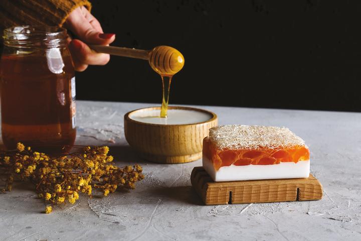 Actual product image MyBiolio Natural soap donkey milk-honey with pumpkin fibre (Hard soap)