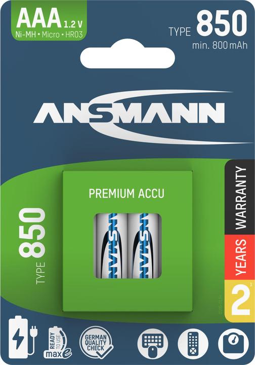 Actual product image Ansmann NiMH battery Micro AAA type 850 (min. 800 mAh) maxE (4 pcs., AAA, 850 mAh)