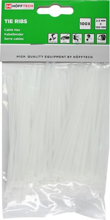 Produktbild Benson Kabelbinder 2.5 x 100 mm 100-tlg weiss (Kunststoffkabelbinder, 100 mm, 100 Stk.)