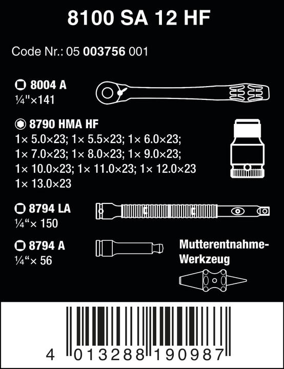 Produktbild Wera 8100 SA 12 HF Zyklop Metal-Knarrensatz