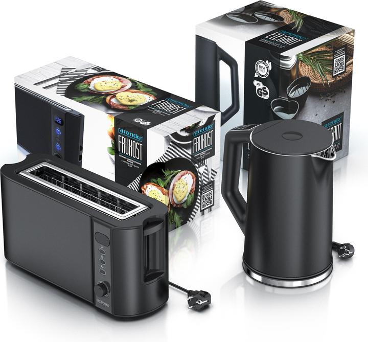 Image du produit Arendo Set de petit-déjeuner, bouilloire en acier inoxydable 1,5 l avec sélection de la température et (1.50 l)