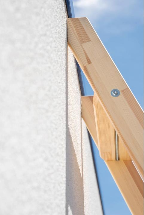 Actual product image Munk Wooden lean to ladder, with steps, 12 steps with beam. (Single ladder, 316 cm)