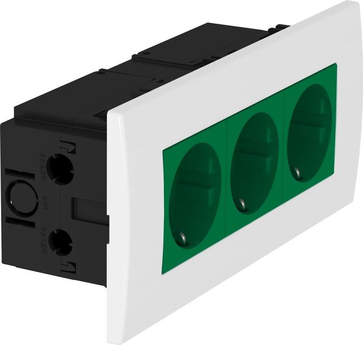 Actual product image OBO Bettermann OBO SDE-RW D0GN3 Socket unit module 45, 3-gang 84x185x59