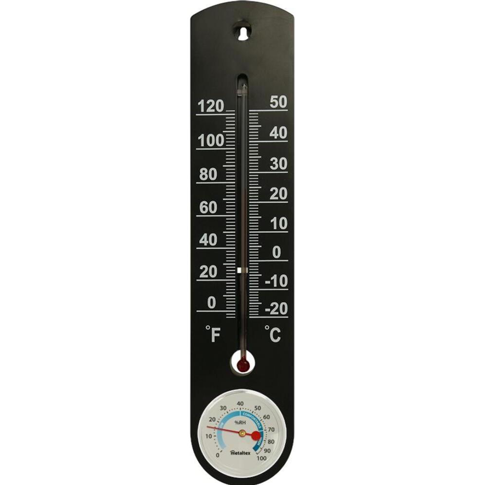 Metaltex Thermometer mit Hygrometer, Termometro + Igrometro, Nero