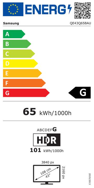 Energy Label Samsung QE43Q65BAU (43", Q60C, QLED, 4K, 2023)