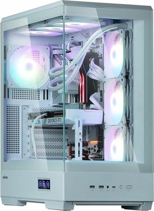 Actual product image Zalman GHE P50 DS ATX Case Tempered Glass Panoramic View - White (ATX, mATX, Mini-ITX)