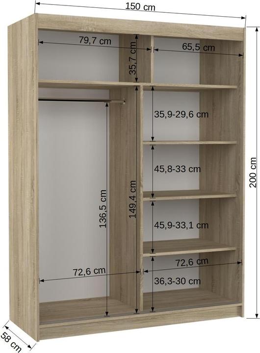 Produktbild ADRK Furniture Baltic (150 x 58 x 200 cm)