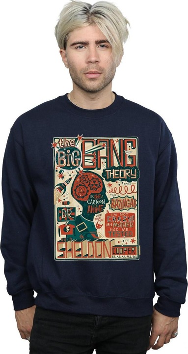 Actual product image Big Bang Theory Mens Infographic Poster Cotton Sweatshirt (L)