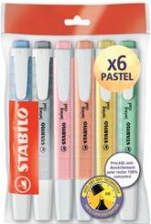 Produktbild STABILO Textmarker swing cool PASTEL, 6er Ecopack Keilspitze, Strichstärke: 1,0 (4 mm, 6 x)