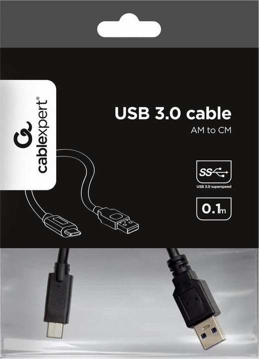 Actual product image Gembird USB 3.0 type C cable AM/CM/0.1m/black (0.10 m, USB 3.2 Gen 1)