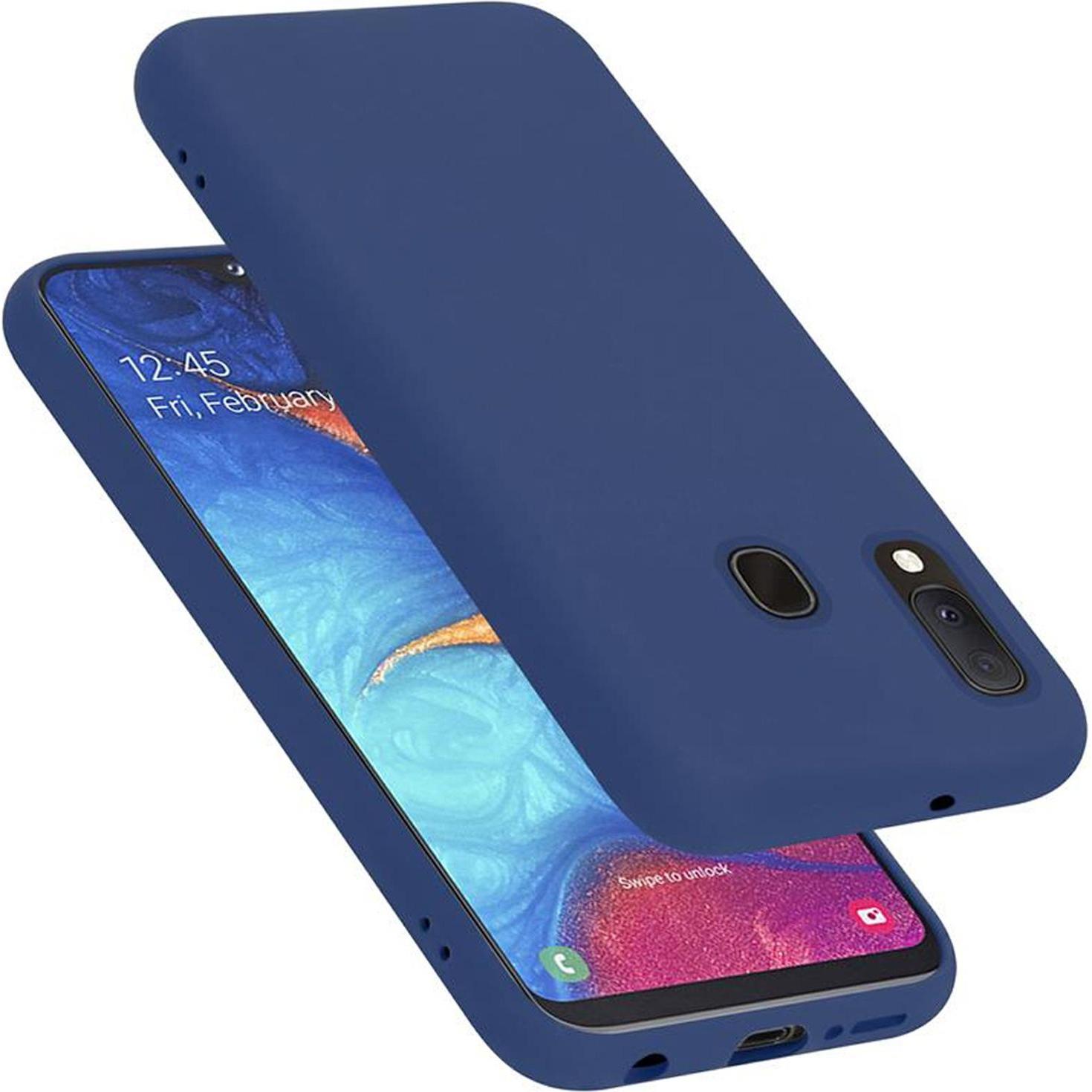 Cadorabo TPU Liquid Silicone Case Cover (Samsung Galaxy A20e), Smartphone Hülle, Blau