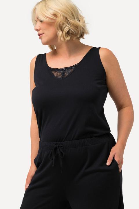 Actual product image Ulla Popken Lace Panel Sleeveless Jumpsuit (58)